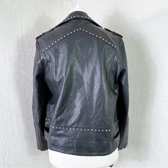 Religion Black Studded Soft Lamb Leather Biker Jacket UK Size 8 XS New - Picture 4 of 11